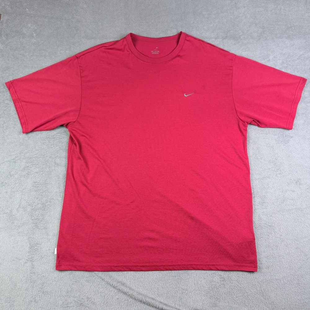 Nike Mens Dri-FIT Short Sleeve T-Shirt Red Embroidered Swoosh Relaxed Fit XL